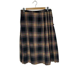 Vtg Women’s Yellow Black Wool Kilt Sz L | Scottish Plaid Tartan Skirt Canada